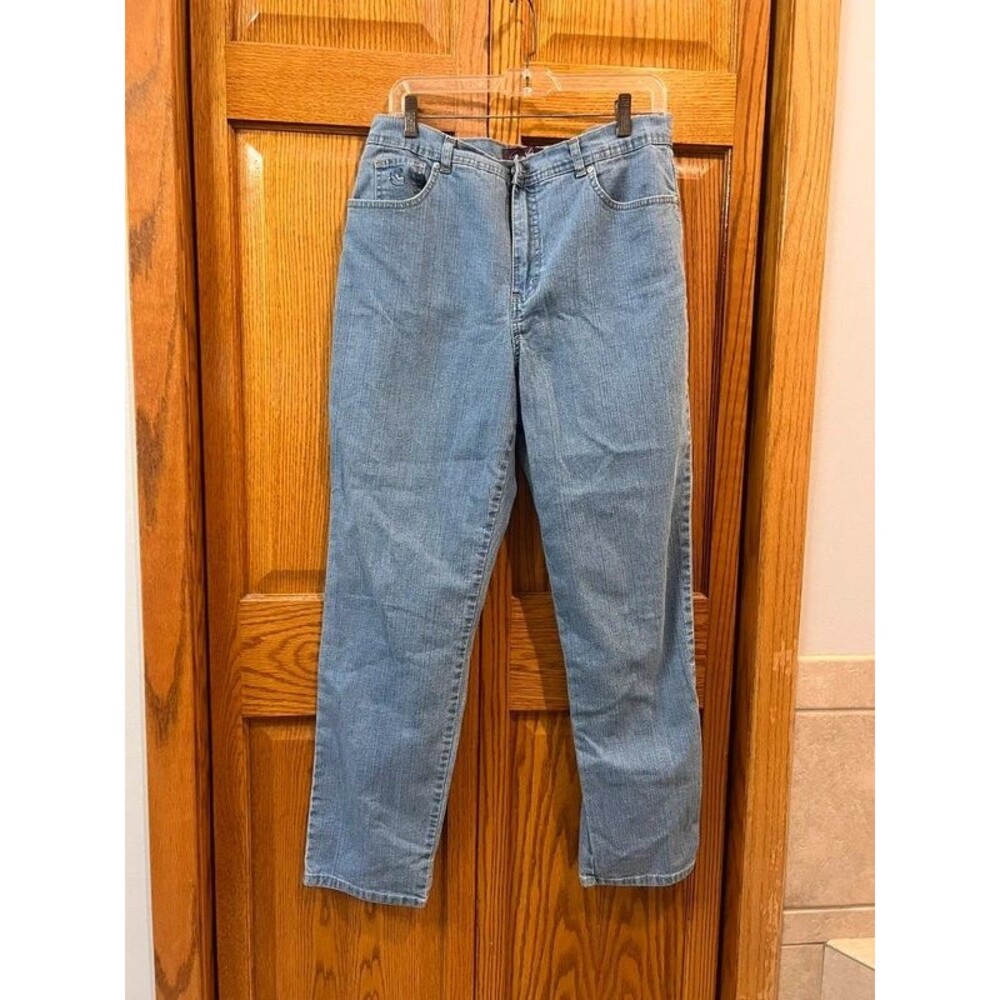 Gloria Vanderbilt Amanda Jeans Womenโs 14 Average Stretch LightWash Straight Leg